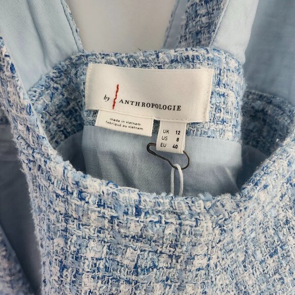 NWT Anthropologie Maeve Tweed Pinafore Skirt, Light Blue, Size 8 - Picture 9 of 9